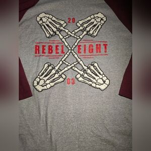 Rebel8 Gray and Maroon Raglan 3/4 Sleeve Men's Shirt